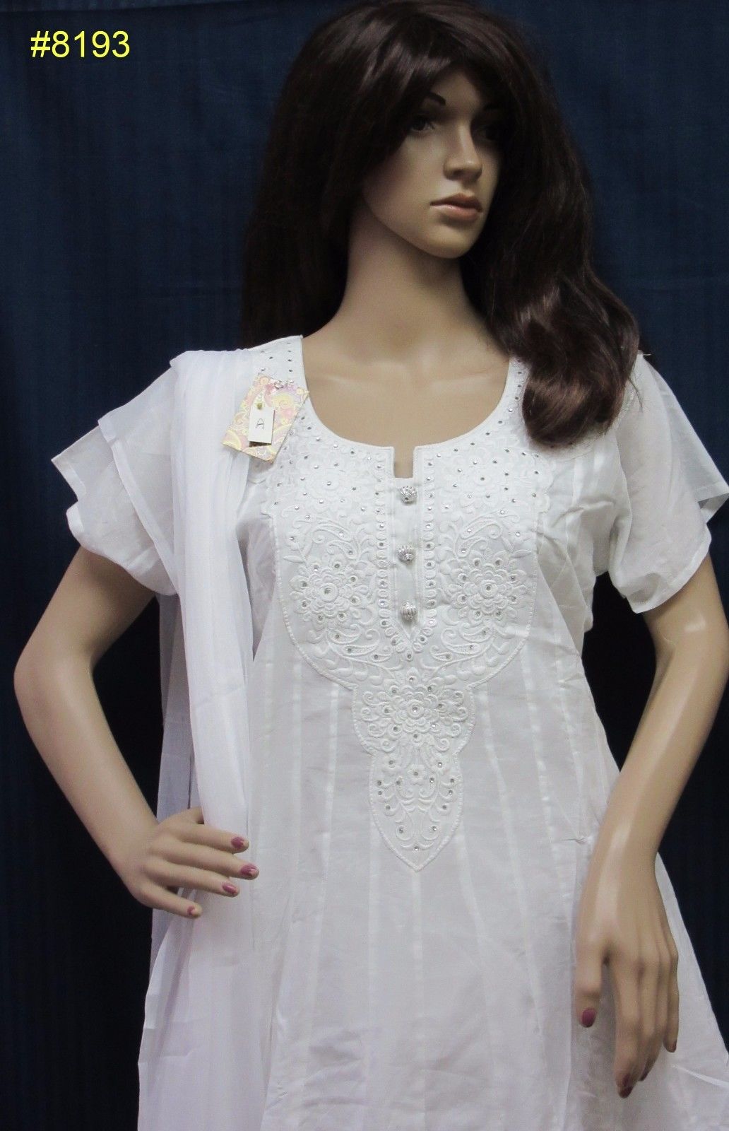 white party wear dupatta